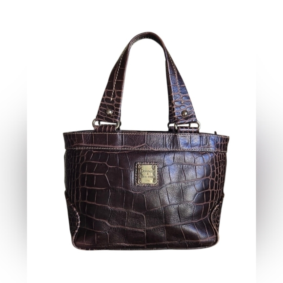 Dooney & Bourke Handbags - Dooney & Bourke Chocolate Croc-Embossed Medium Tote